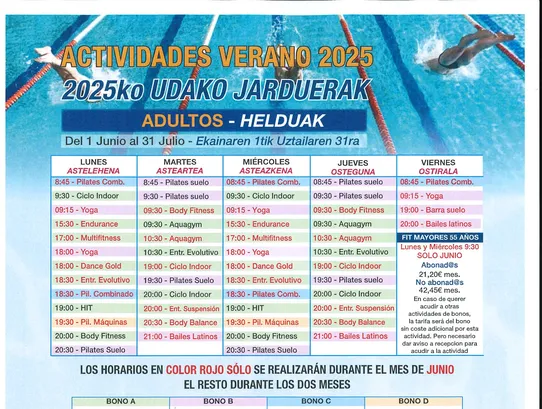 ACTIVIDADES ADULTOS VERANO 2025